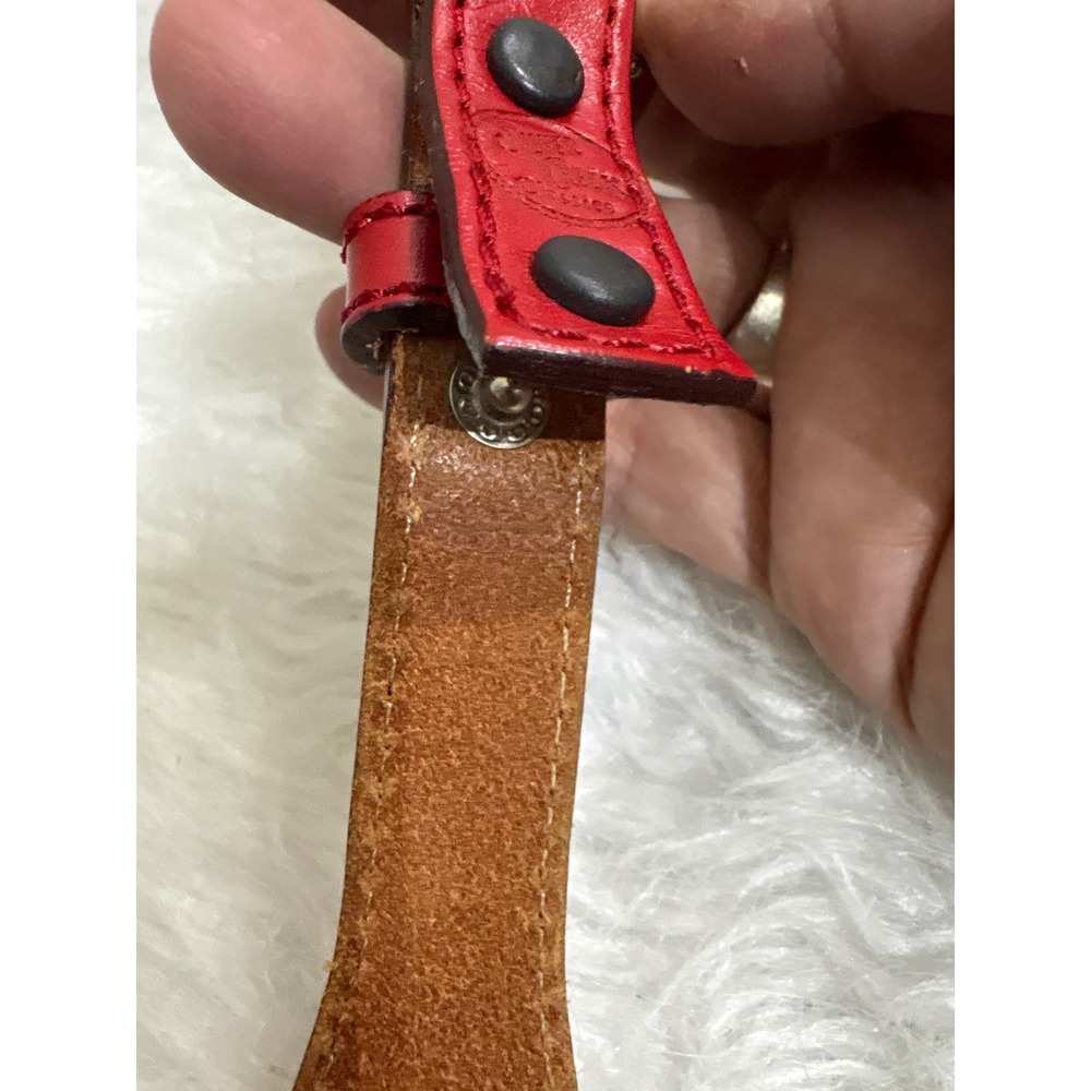 Silver Creek Classics Red Leather Western Belt Silver Floral Conchos Scalloped - Picture 7 of 10